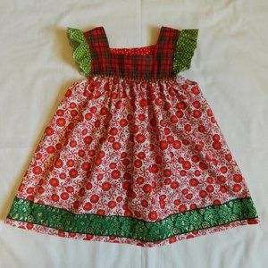 Girls size 3/4 Shabby Christmas Dress Plaid and Peppermints